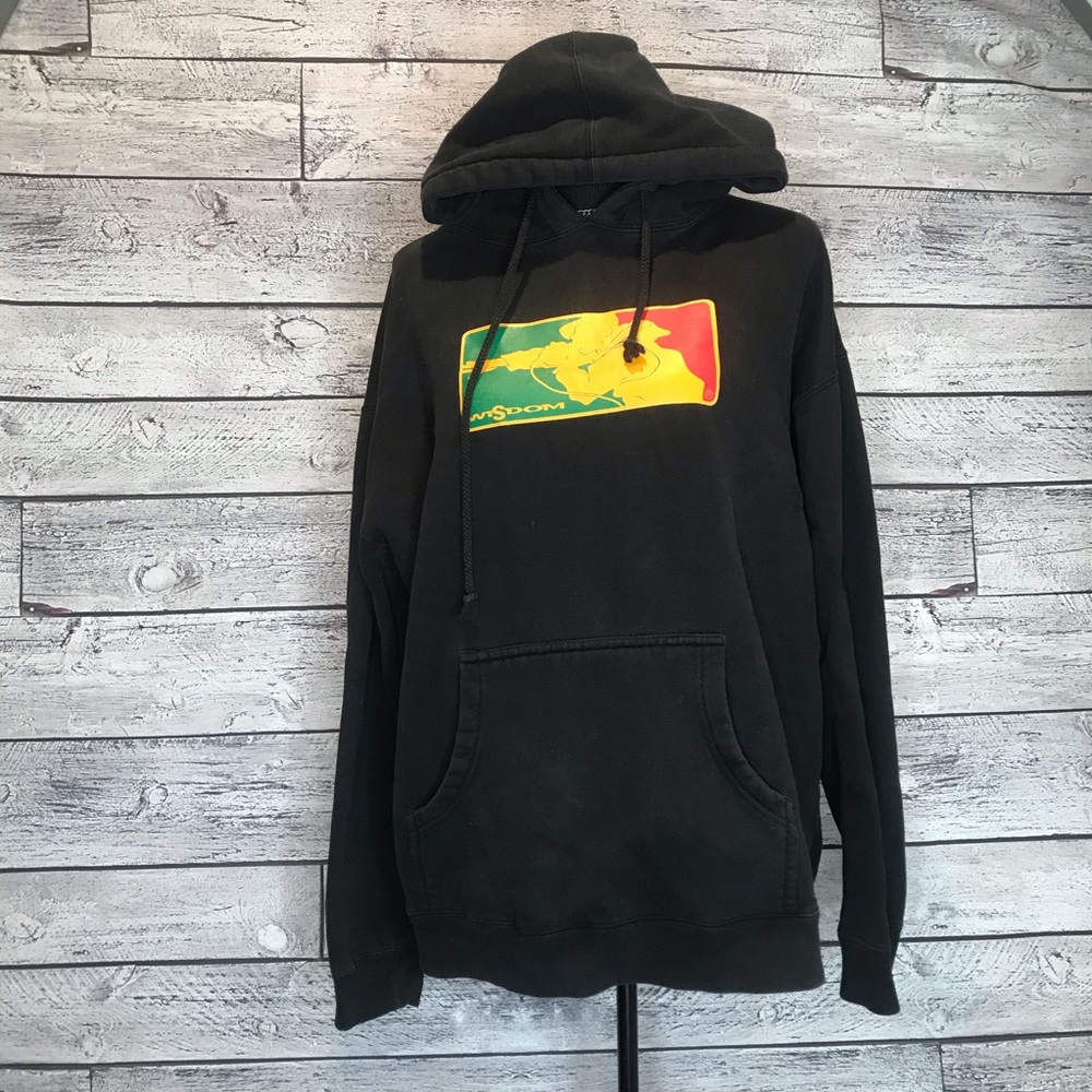 Black Hoodie with Yellow/Green/Red Graphic